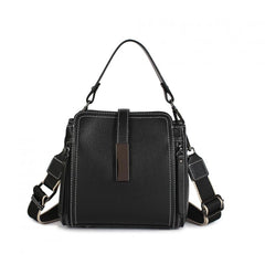 Leather Crossbody Bag Women's Buckle Decor Handbag Top Handle Satchel Purse