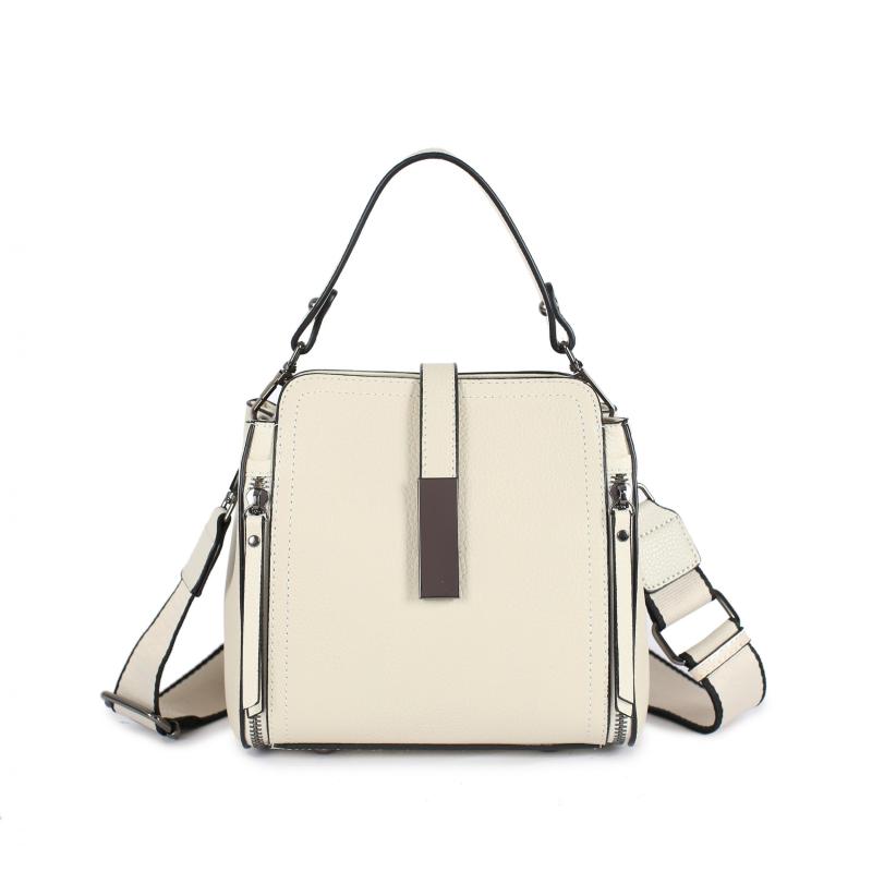 Leather Crossbody Bag Women's Buckle Decor Handbag Top Handle Satchel Purse