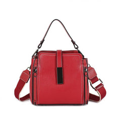 Leather Crossbody Bag Women's Buckle Decor Handbag Top Handle Satchel Purse