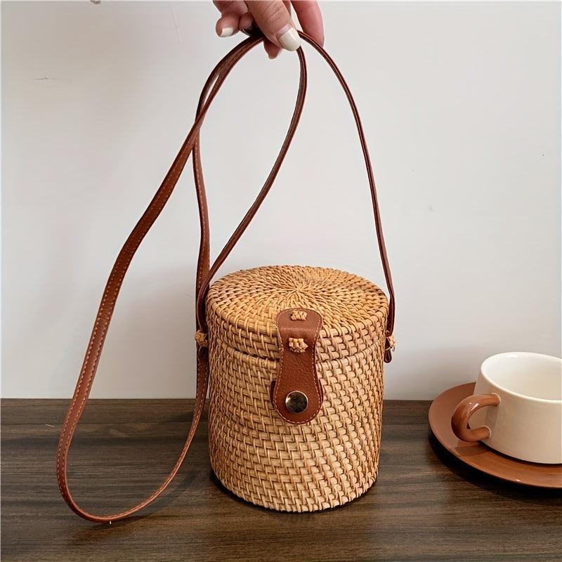 Woven Retro Style Shoulder Bag Bucket Bag Crossbody Bag