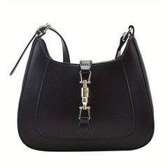 Solid Shoulder Bag Underarm Purse with Lock Decor