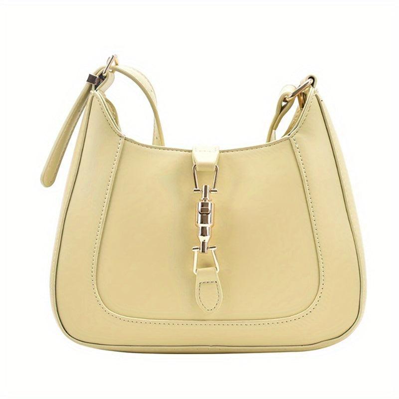 Solid Shoulder Bag Underarm Purse with Lock Decor