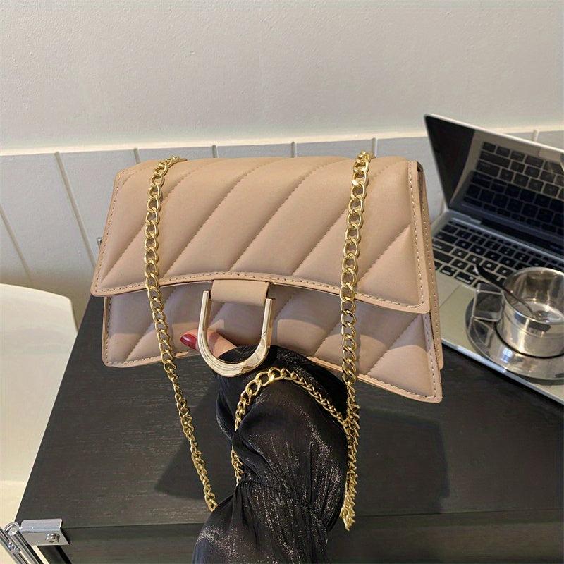 Quilted Detail Baguette Bag Classic Shoulder Chain Flap Underarm Bag
