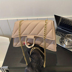 Quilted Detail Baguette Bag Classic Shoulder Chain Flap Underarm Bag