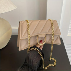 Quilted Detail Baguette Bag Classic Shoulder Chain Flap Underarm Bag