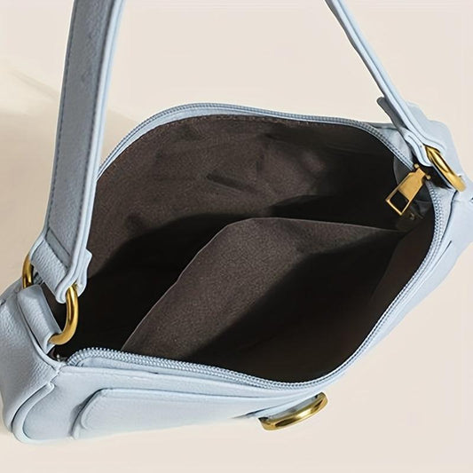 Versatile Shoulder Bag Zipper Faux Leather Handbag