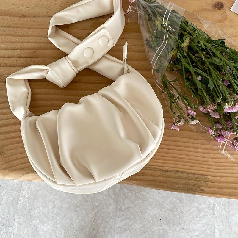 Minimalist Ruched Crossbody Bag All Match Shoulder Bag Zipper Bag