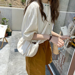 Minimalist Ruched Crossbody Bag All Match Shoulder Bag Zipper Bag