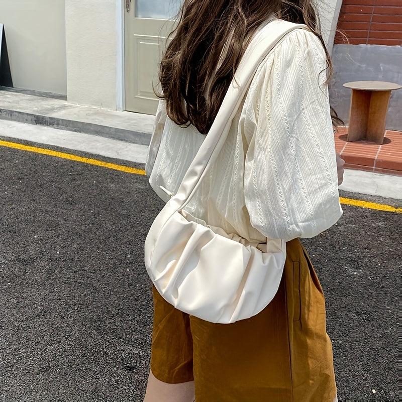 Minimalist Ruched Crossbody Bag All Match Shoulder Bag Zipper Bag