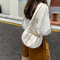 Minimalist Ruched Crossbody Bag All Match Shoulder Bag Zipper Bag