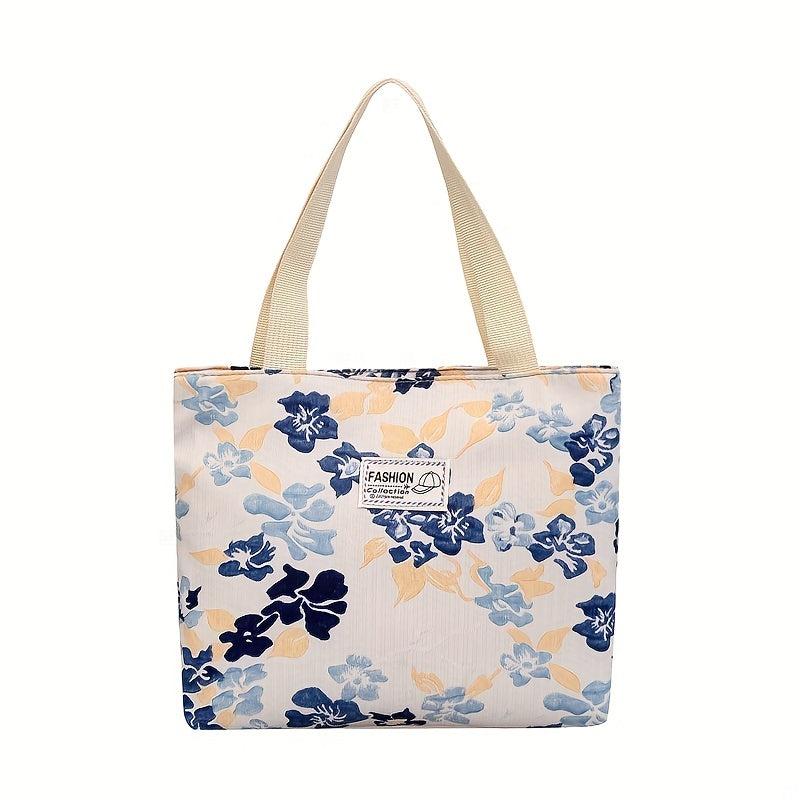 Floral Pattern Casual Shoulder Bag Portable Top Handle Handbag