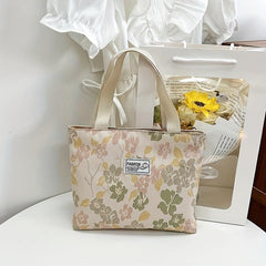Floral Pattern Casual Shoulder Bag Portable Top Handle Handbag