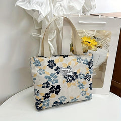 Floral Pattern Casual Shoulder Bag Portable Top Handle Handbag