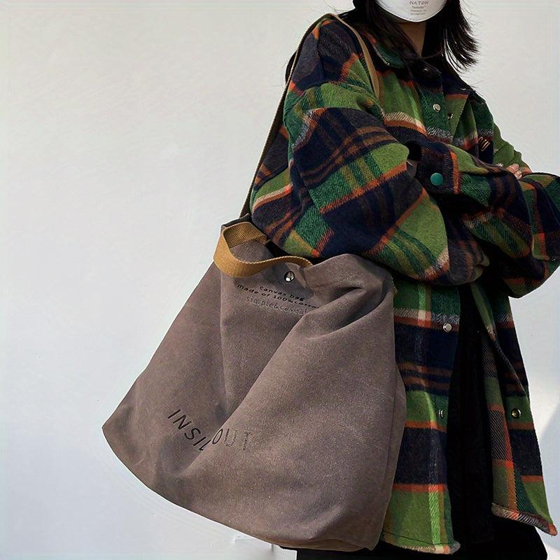 Casual Shoulder Bag Alphabet Print Handbag With Adjustable Strap