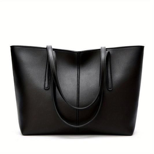 Vintage Large Capacity Tote Bag Solid Shoulder Bag For Work