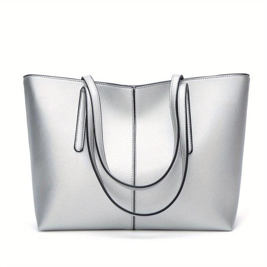 Vintage Large Capacity Tote Bag Solid Shoulder Bag For Work