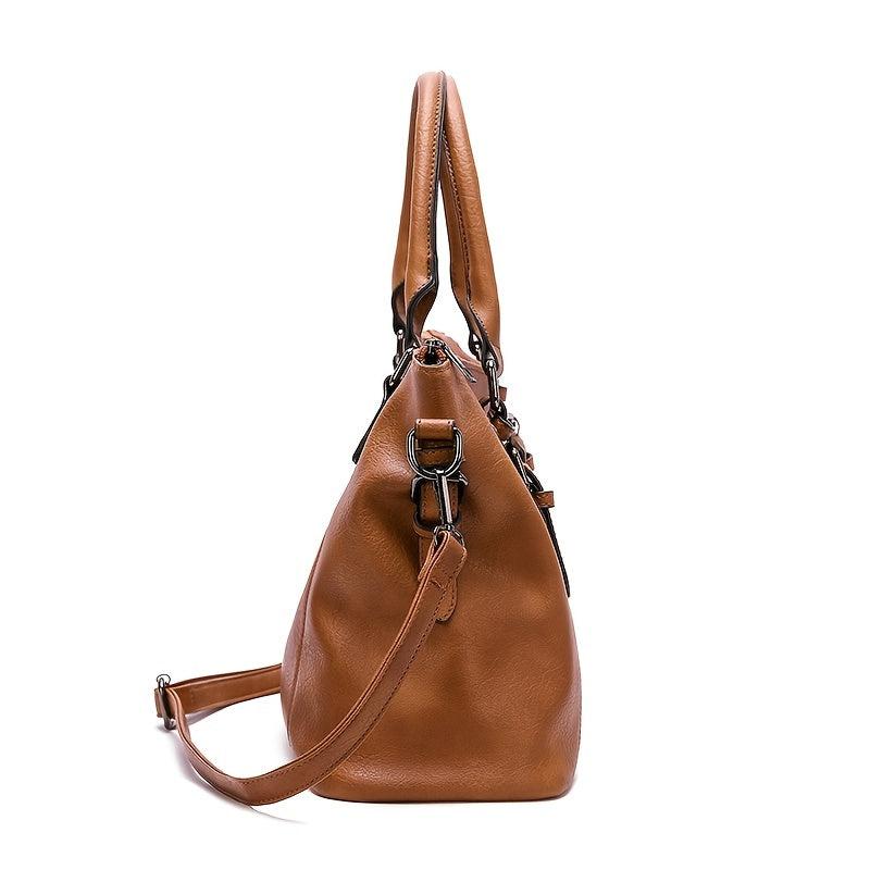 Faux Leather Tote Bag Women's Zipper Shoulder Bag Purse Set