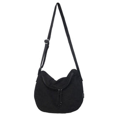 Women's Corduroy Hobo Crossbody Bag Solid Zipper Shoulder Bag