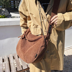 Women's Corduroy Hobo Crossbody Bag Solid Zipper Shoulder Bag
