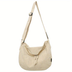 Women's Corduroy Hobo Crossbody Bag Solid Zipper Shoulder Bag