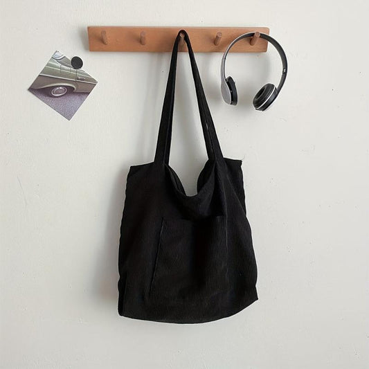 Vintage Corduroy Toe Bag Large Capacity Hobo Handbag
