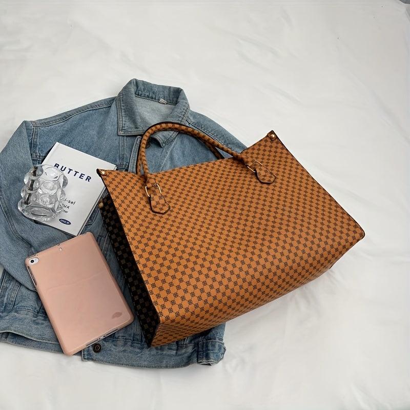 Vintage Geometric Print Large Capacity Tote Bag