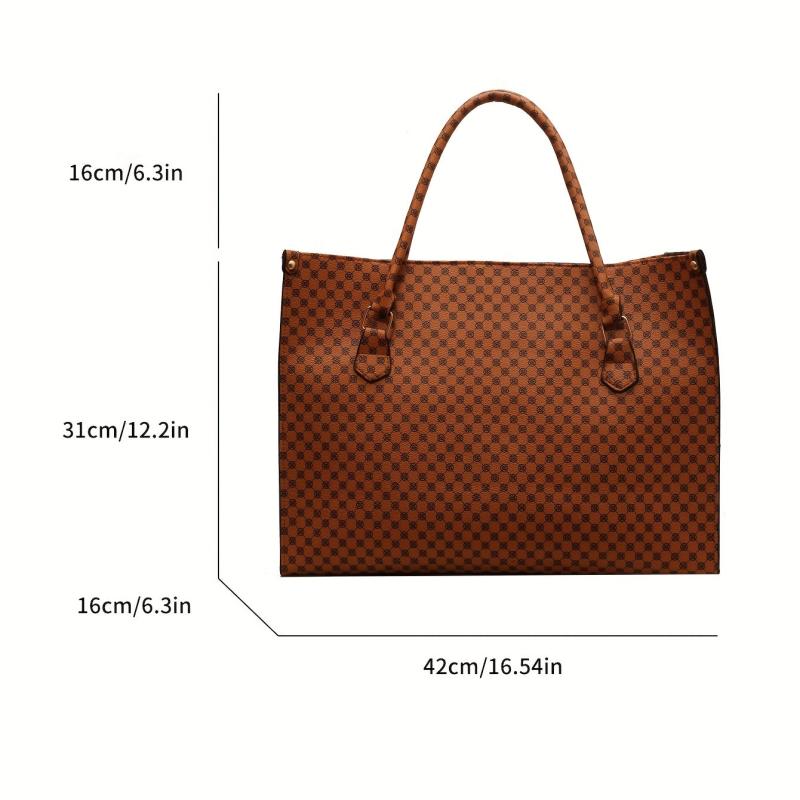 Vintage Geometric Print Large Capacity Tote Bag