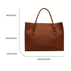 Vintage Geometric Print Large Capacity Tote Bag