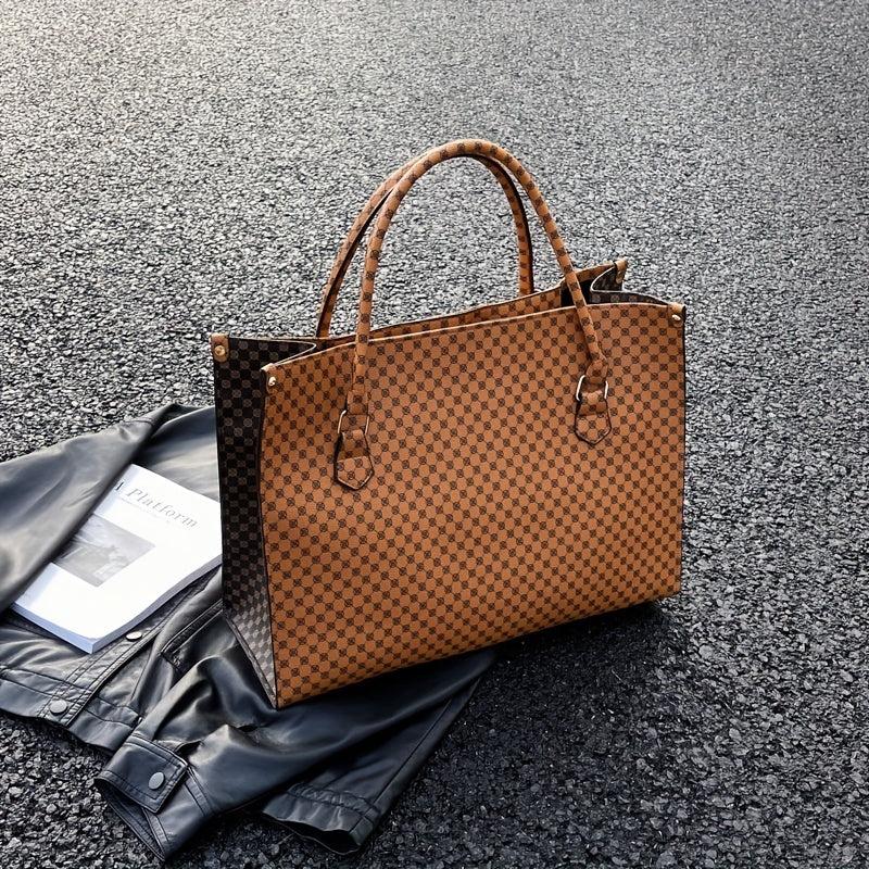 Vintage Geometric Print Large Capacity Tote Bag