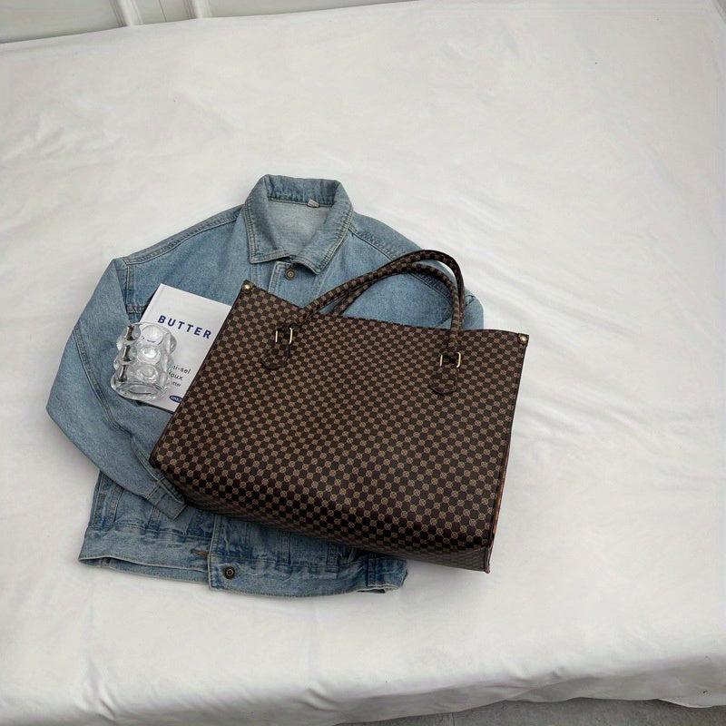 Vintage Geometric Print Large Capacity Tote Bag