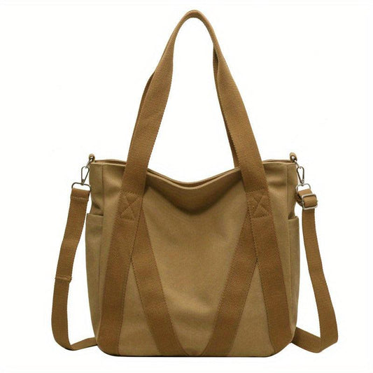 Large Capacity Canvas Tote Bag Vintage Crossbody Bag Casual Retro Shoulder Purse