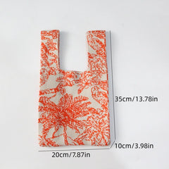 Pixel Style Woven Tote Bag Lightweight Shoulder Bag