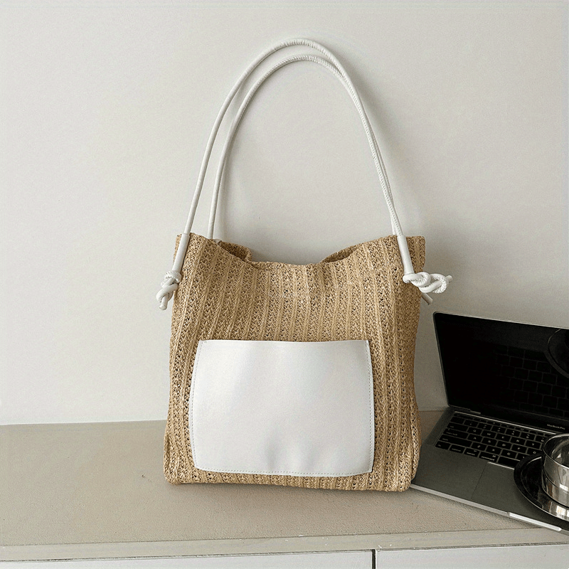 Large Capacity Straw Beach Tote Bag for Women