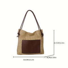Large Capacity Straw Beach Tote Bag for Women