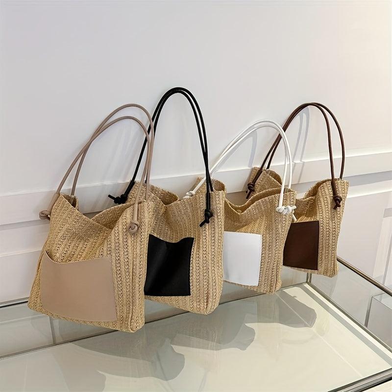 Large Capacity Straw Beach Tote Bag for Women