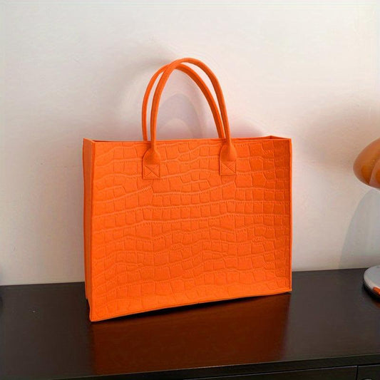 Stone Pattern Top Handle Satchel Large Capacity Tote Bag