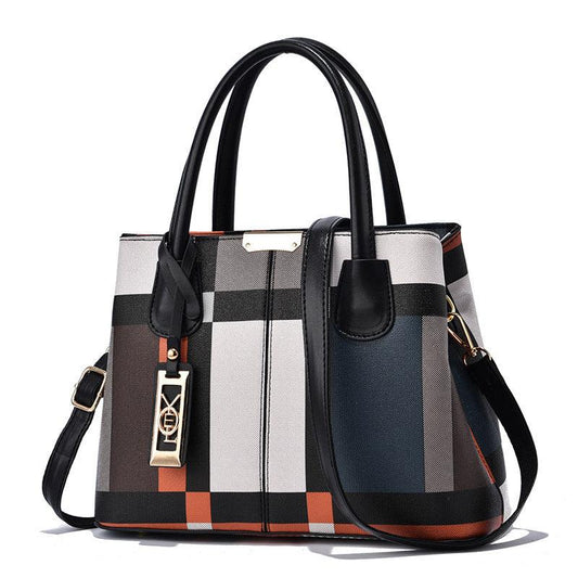 Plaid Pattern Handbags PU Crossbody Bag Women's Top Handle Satchel Purses