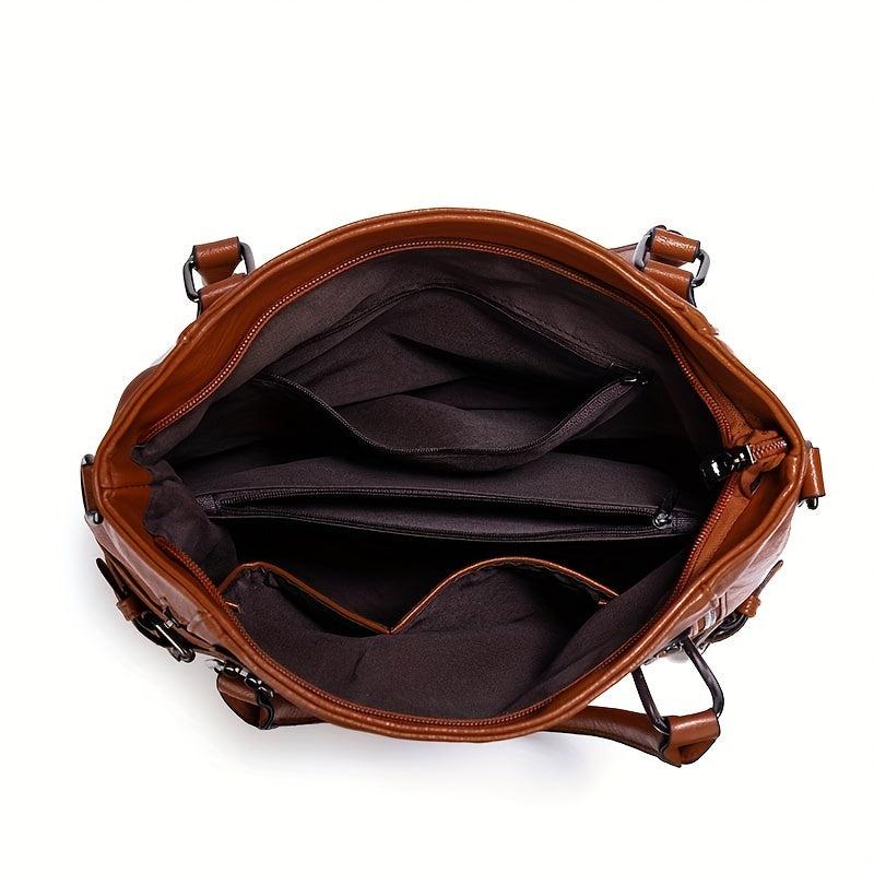 Vintage Large Tote Bag Retro Top Handle Shoulder Bag Women's Satchel Handbag