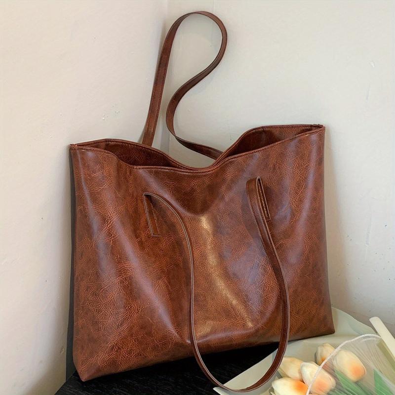 Vegan Leather Tote Bag Women's Shoulder Handbag Lightweight