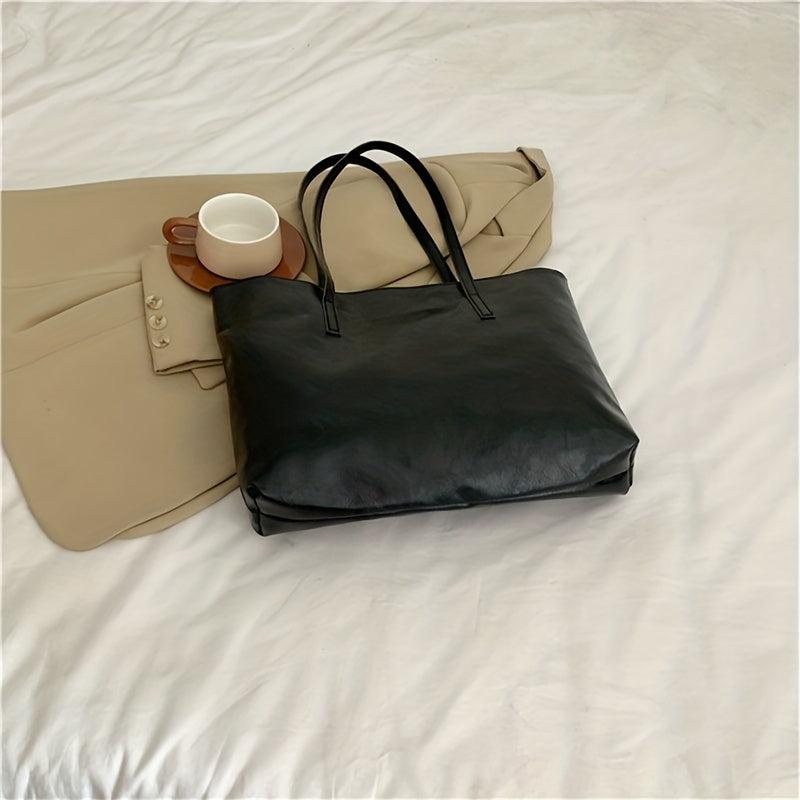 Vegan Leather Tote Bag Women's Shoulder Handbag Lightweight