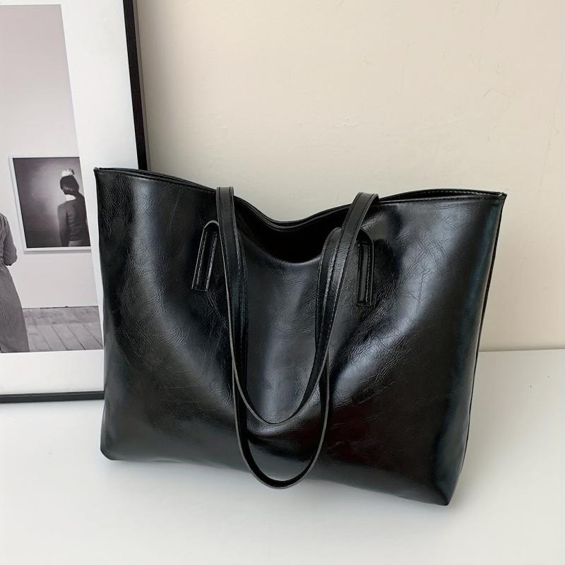 Vegan Leather Tote Bag Women's Shoulder Handbag Lightweight