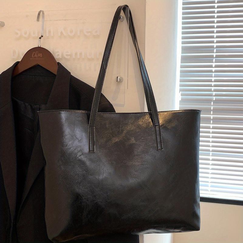 Vegan Leather Tote Bag Women's Shoulder Handbag Lightweight