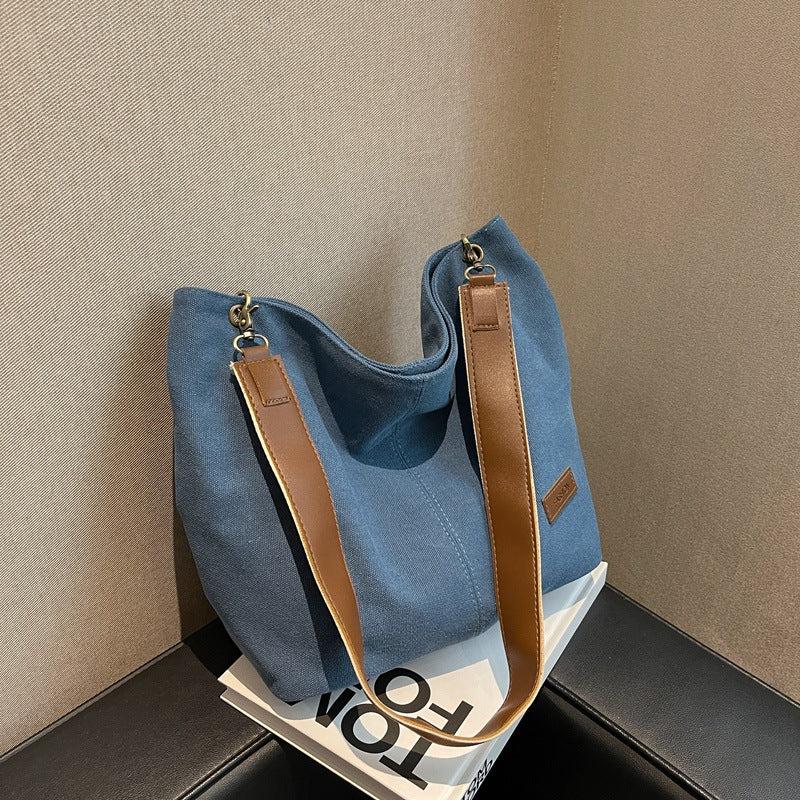 Casual Large Capacity Shoulder Bag Lightweight Colorblock Storage Handbag