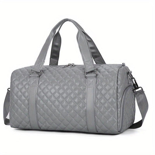 Quilted Detail Sports Handbag Storage Bag Solid Duffle Bag