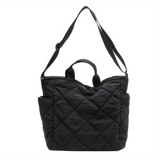 Large Quilted Tote Bag Solid Hobo Crossbody Women's Handbag