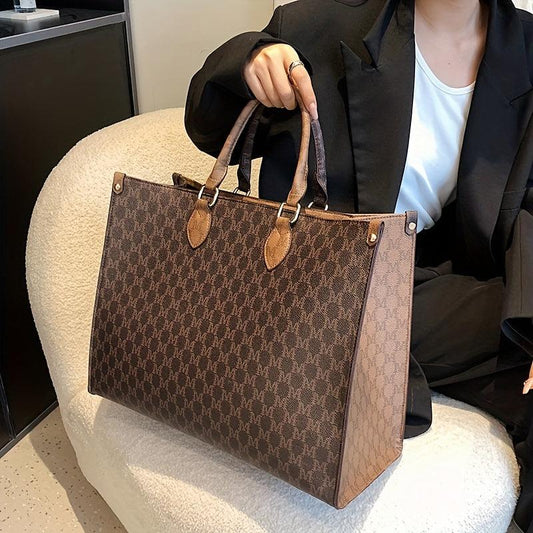 Vintage Geometric Pattern Tote Bag Classic Satchel Shoulder Bag