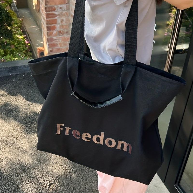 Vintage Letter Graphic Tote Bag Canvas Shoulder Bag Women's Handbag