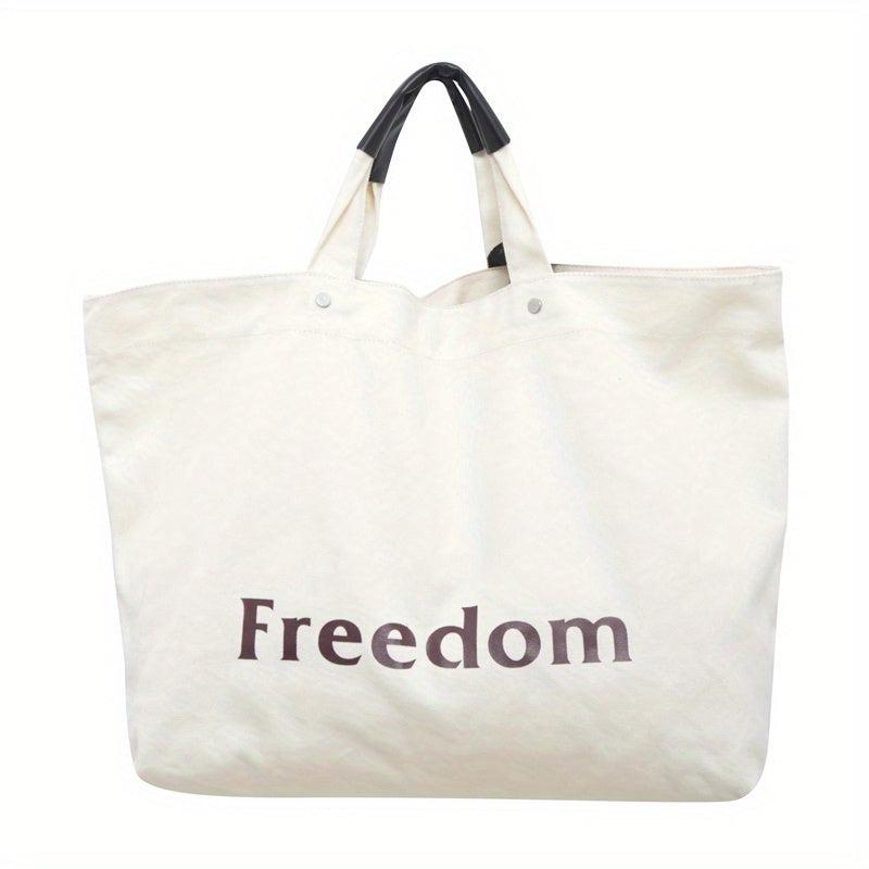 Vintage Letter Graphic Tote Bag Canvas Shoulder Bag Women's Handbag