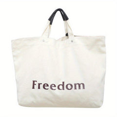Vintage Letter Graphic Tote Bag Canvas Shoulder Bag Women's Handbag