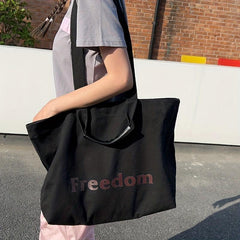 Vintage Letter Graphic Tote Bag Canvas Shoulder Bag Women's Handbag